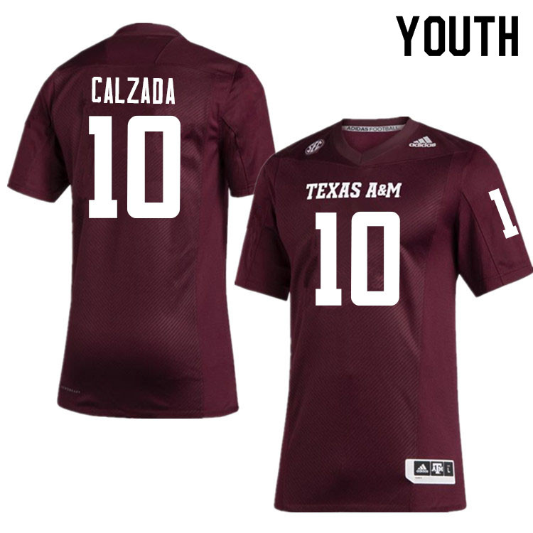 Youth #10 Zach Calzada Texas A&M Aggies College Football Jerseys Sale-Maroon